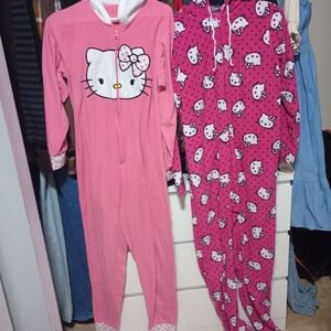 Hello Kitty Pink Fleece Onesie Pair - Light & Hot Pink